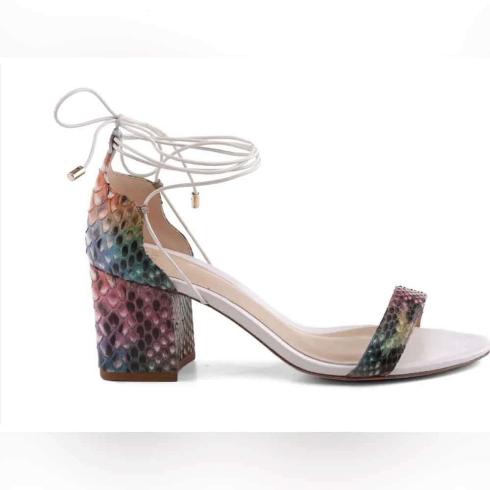 Alexandre birman Multicolor Snakeskin Lace-Up Block Heels